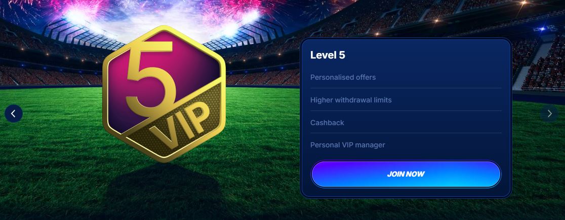 Reach VIP level five and get personal manager with cashback
